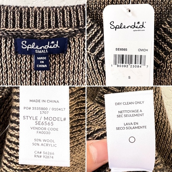 SPLENDID Surrey Marl Cold Shoulder Wool Knit V Neck Top - Picture 14 of 14